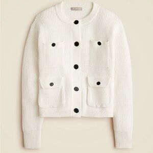 J.Crew White four-pocket Cardigan with Black Buttons. Size small